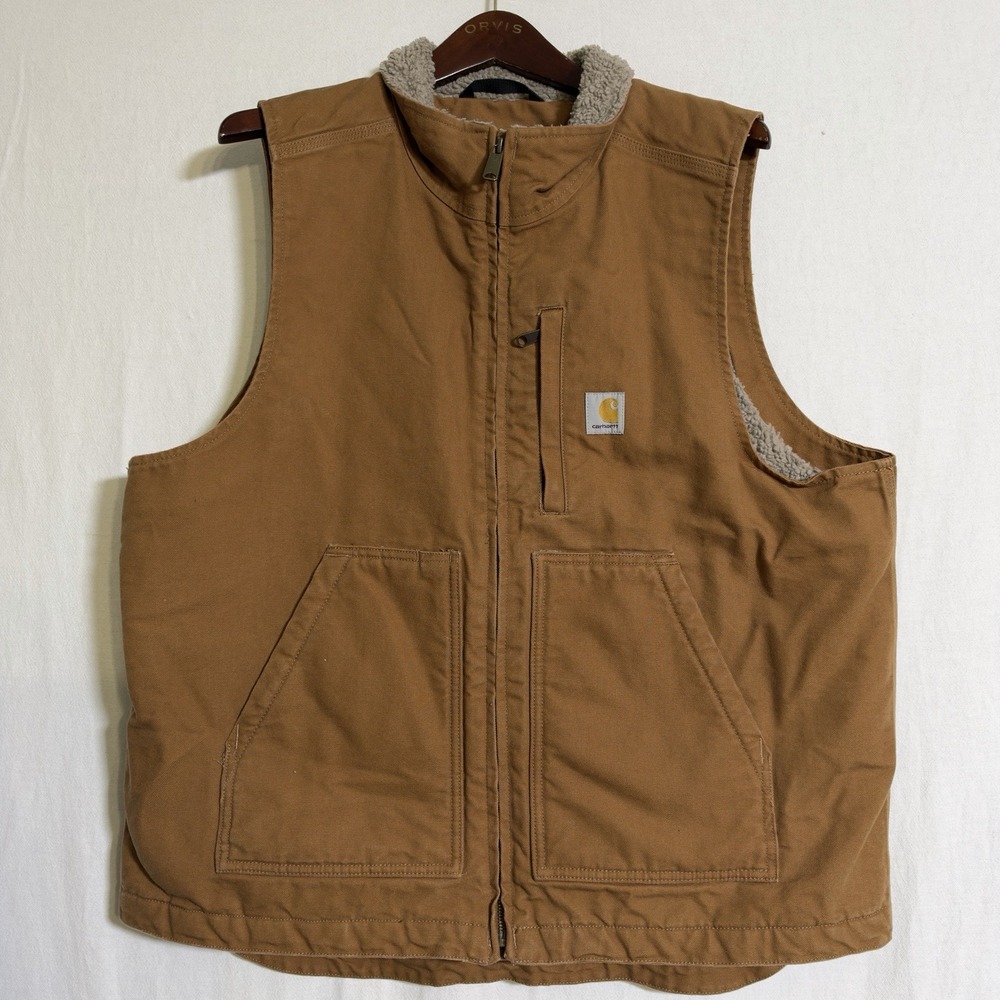 Carhartt Mock Neck Sherpa Lined Loose Fit Duck Vest 104277 Mens Large